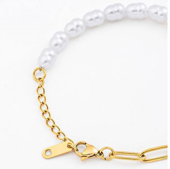 Actual product image Sensora Jewelry Pearl Link Bracelet (Stainless steel)