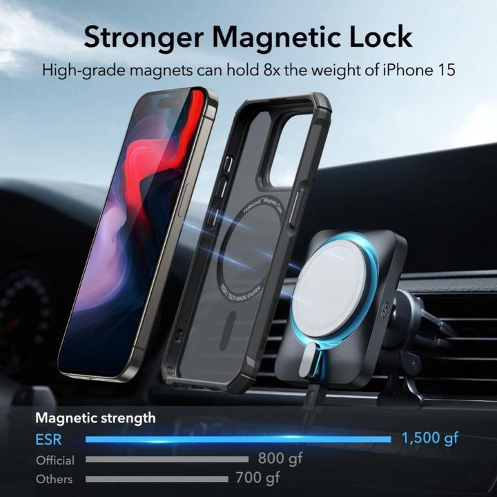 Produktbild ESR Air Armor Halolock Magsafe Iphone 15 Pro Max Frosted Black (Apple iPhone 15 Pro Max)