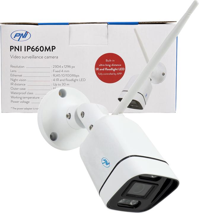 Immagine prodotto PNI IP660MP Telecamera di videosorveglianza da 3MP, wireless, con IP, per esterni e interni, solo per