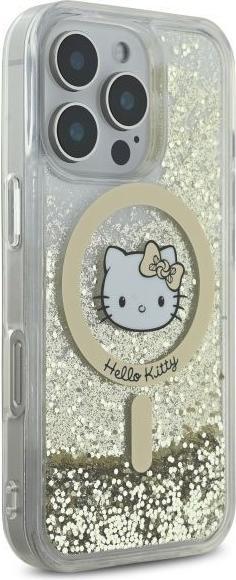 Actual product image Hello Kitty HKHMP16XLGDIH iPhone 16 Pro Max 6.9" biały złoty/white gold hardcase Liquid Glitter Fe (Apple iPhone 16 Pro Max)