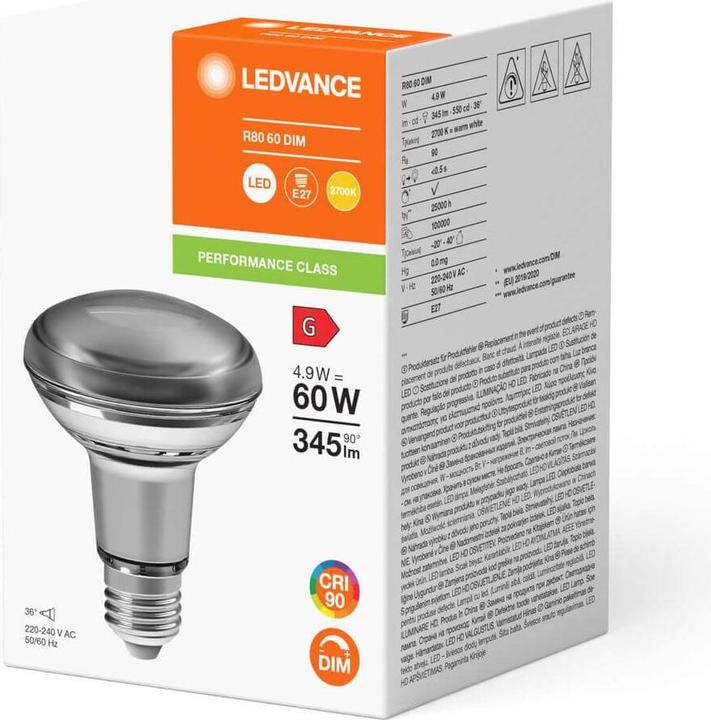 Immagine prodotto Ledvance Lampada a LED con riflettore (E27, 4.90 W, 345 lm, 1 x, G)