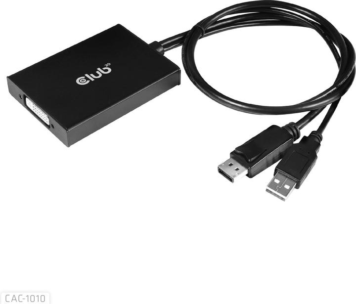 Image du produit Club 3D CAC-1010 DisplayPort vers adaptateur actif Dual Link DVI-I (USB, 6.10 cm)