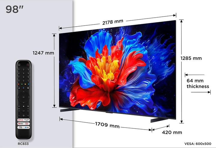 Actual product image TCL 98P8K 98" 4K QLED HDR Smart TV (98", QLED, 4K, 2025)