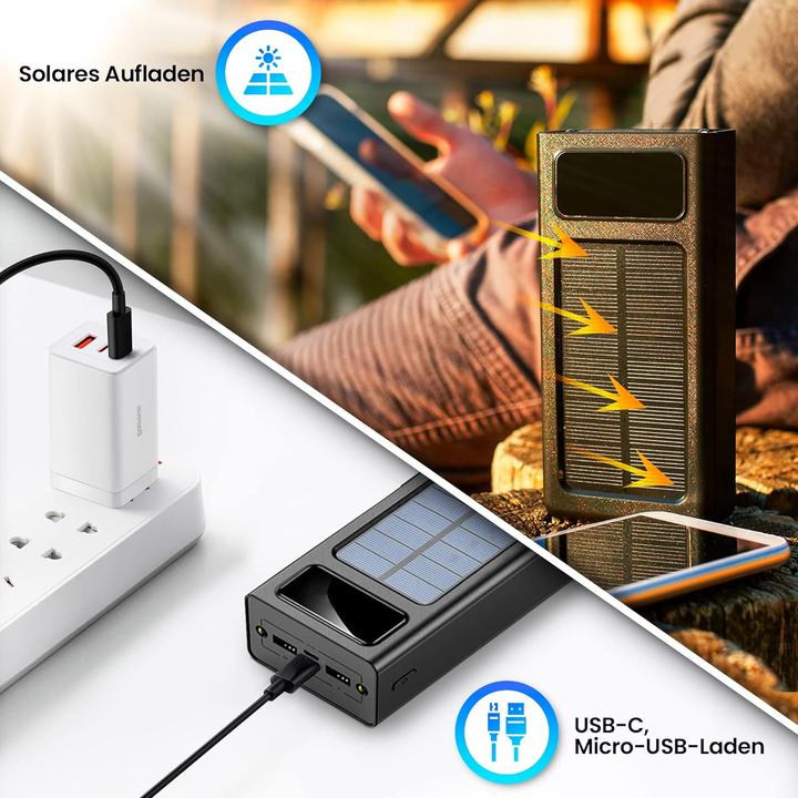 Produktbild Extralink EPB-092 20000mAh Czarny | Powerbank | Solar Power bank, USB-C (20000 mAh, 10 W, 74 Wh)