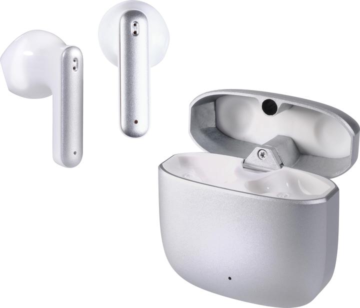 Vivanco True Wireless Bluetooth Ohrhoerer, Metal Case, Low Latency Modus, Silber Metallic (180 h, Kabellos)