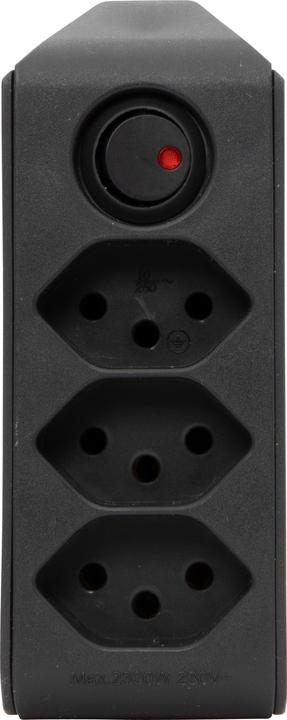 Actual product image Brennenstuhl cleverLINE branch plug 3-fold black with switch, rotatable up to 300° (without hanger) *CH* (Type 13, 3 x)