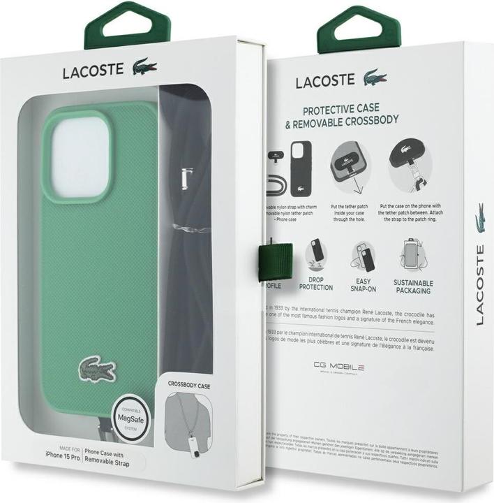 Produktbild Lacoste Etui Iconic Petit Pique Crossbody Cord MagSafe do iPhone 15 Pro zielony