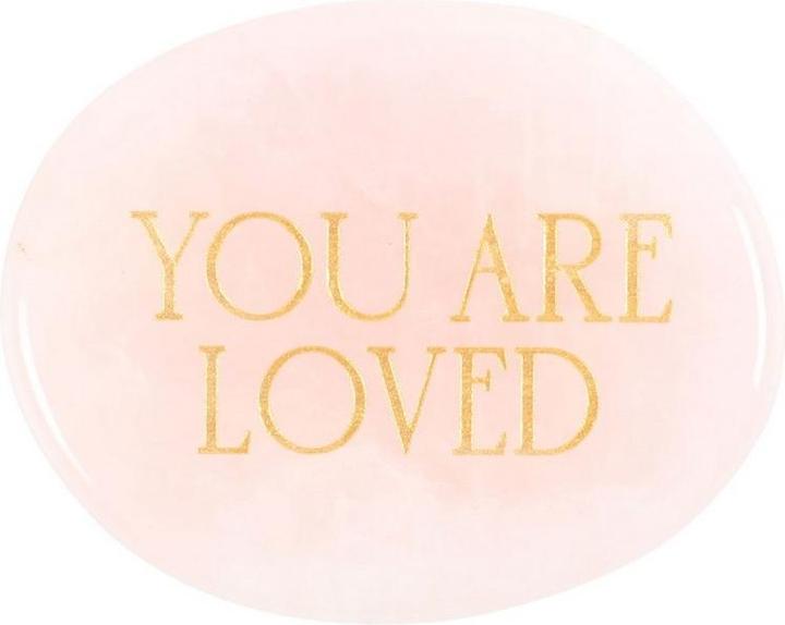 Actual product image Something Different You Are Loved Rose Quartz Palm Stone