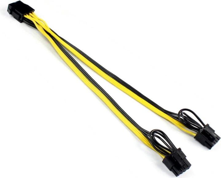 Produktbild PowerGuard PCI-E 6-Pin zu 2x 8-Pin (6+2 Pin) Grafikkarten Stromkabel 30cm