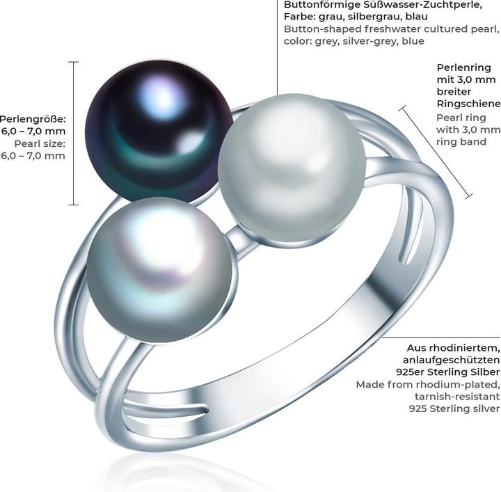 Immagine prodotto Valero Pearls Donna in argento sterling con perle d'acqua dolce coltivate - 3958 (60, 925 Argento)