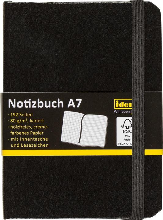 Produktbild Idena Notizbuch A7 kariert schwarz FSC-Mix (A7, Kariert, Harter Einband)