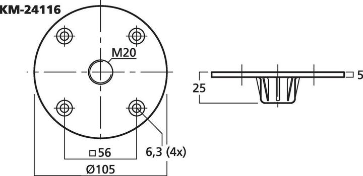 Actual product image K&M 24116 (Mounting- / Adapterplates)
