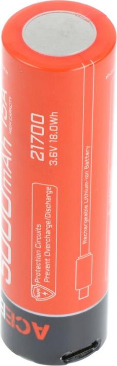 Actual product image AceBeam 21700 Li-ion Akku mit starken 5100mAh USB-C max. Entladestrom 20A, 77,8 x 21,37mm (1 pcs., 21700, 5100 mAh)