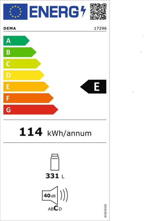 Energy Label Dema Grossraumkühlschrank Kühlschrank Standkühlschrank Edelstahloptik DKS 340 (331 l)