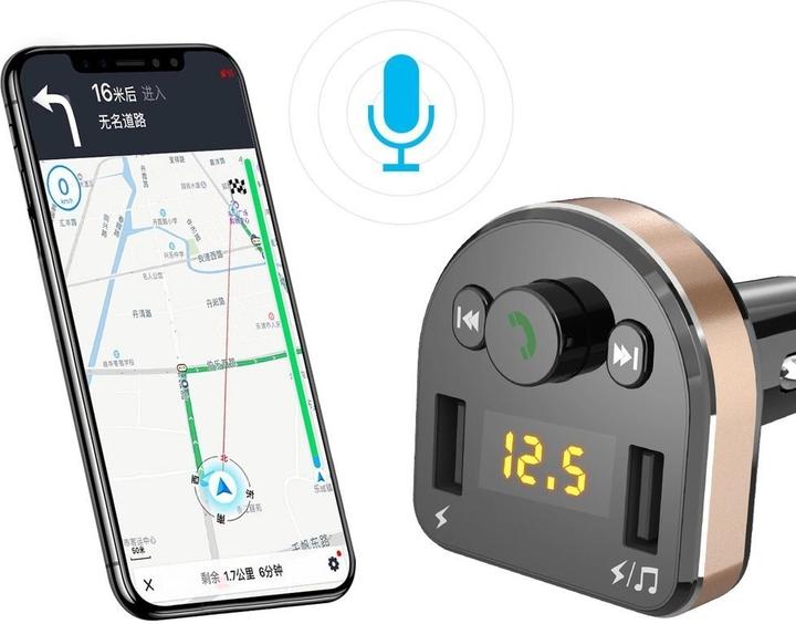 Produktbild Dudao FM Transmitter Bluetooth Autoladegerät MP3 3.1 A 2x USB Schwarz (R2Pro Black)