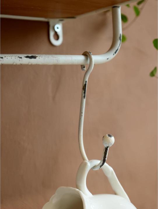 Actual product image Chic Antique Wall shelf with hooks 24 x 58 x 18 cm, white (58 x 18 x 24 cm)