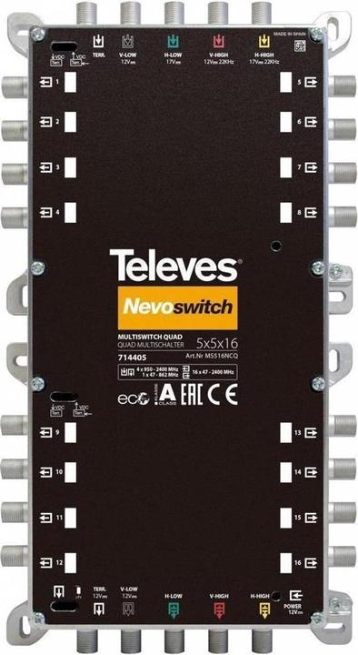 Produktbild Televes Multischalter 12,70cm (5") 16 Guss NEVO m.NT quad kask. MS516NCQ (Multischalter)