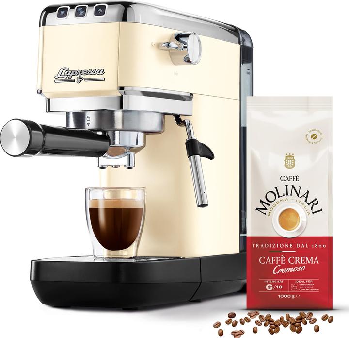 Produktbild Tchibo Siebträger Espressomaschine „Lapressa“ Cremeweiss Kaffeeprobierpack GRATIS