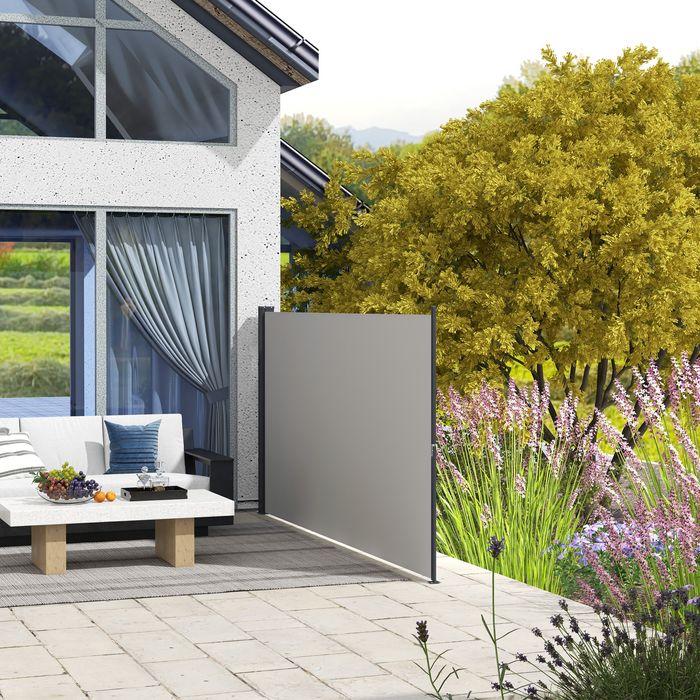 Produktbild Swisshandel24 Seitenmarkise Ausziehbar, 300x140cm Gartenmarkise, Sichtschutzwand mit UV-Schutz, Windschutz, Metall (3 m)