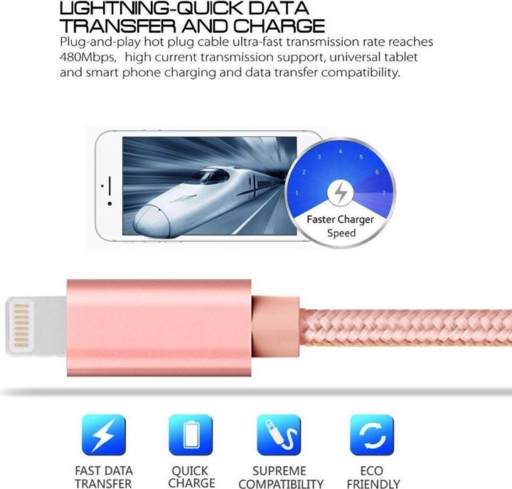 Produktbild Calitron Ladekabel Lightning 2m für iPhone & iPad Rosegold (2 m)