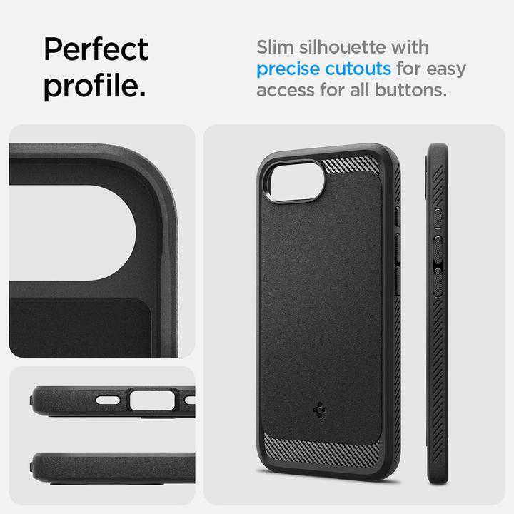 Actual product image Spigen Rugged Armor MagFit TPU Back Cover Schwarz Apple iPhone 16e (Apple iPhone 16e)