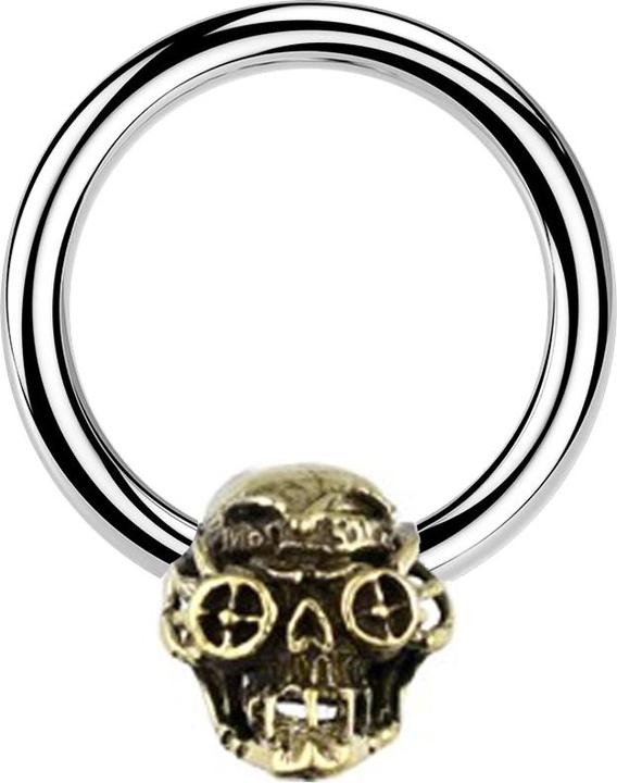 Actual product image Star Piercing Micro Closure Ring silver skull Steampunk gold plated (Brass, Surgical steel 316L)