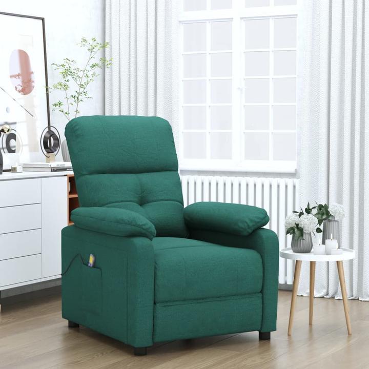 Image du produit VidaXL Fauteuil de massage Fauteuil de télévision Fauteuil de relaxation Tissu vert foncé