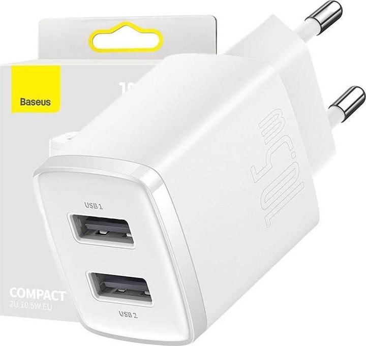 Actual product image Baseus Compact Charger 2U 10.5W EU White (10.50 W)