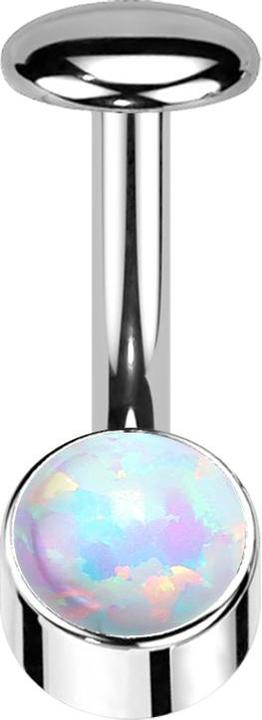 Star Piercing Threadless Labret-Stab Banane silber Zylinder silber Opal weiss (Titan G23)