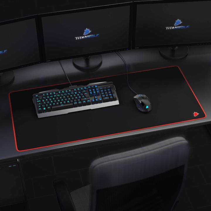 Actual product image Titanwolf Gaming Mouse Pad, XXL Speed Gaming Mouse Mat / Extra Large Surface of 900 x 400mm, Head Red (XXL)