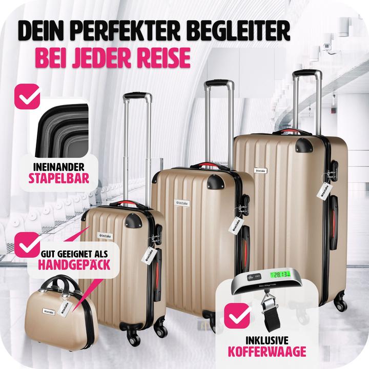 Immagine prodotto tectake Cleo 4 pezzi con bilancia per bagagli (95 l, L (90 - 115l))