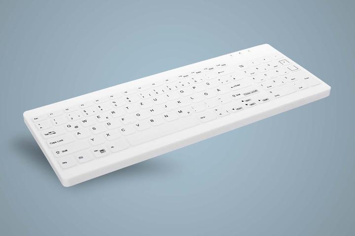 Image du produit Active Key Clavier compact hygiénique Ultraflat avec NumPad entièrement étanche USB blanc MAC (DE, Filaire)