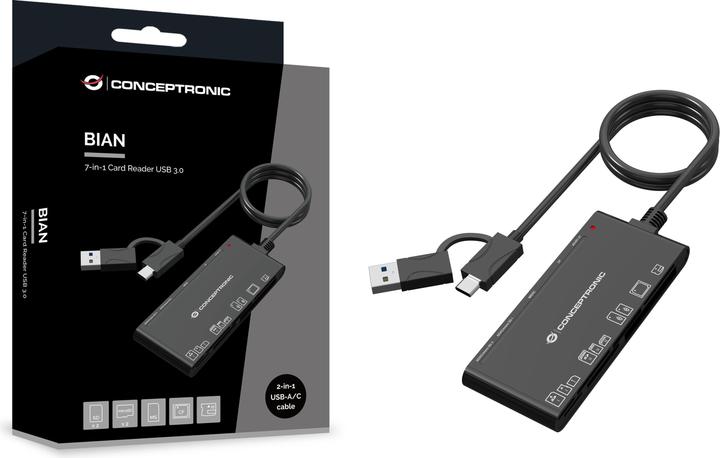 Actual product image Conceptronic 7-in-1 Card Reader USB3.0,2xSD,2xMicroSD,MS,CF (Type-B)