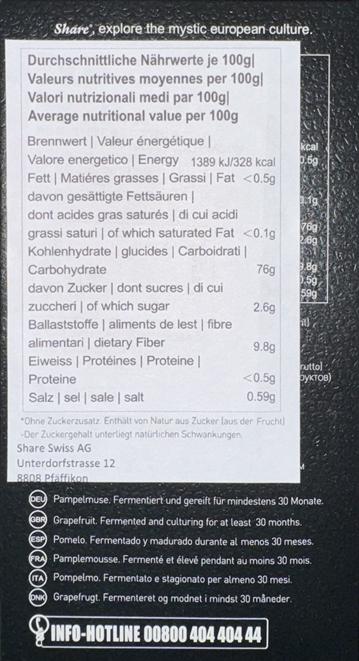 Nährwerte und Zutaten Share Pampelmuse fermentiert (4 Stück)