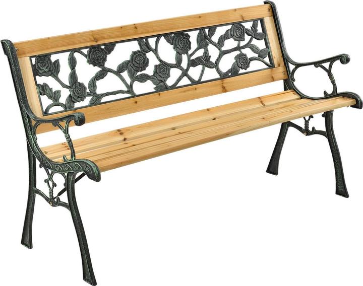 Hauptner Gartenbank (2-Sitzer) mit Rosenmuster aus Gusseisen