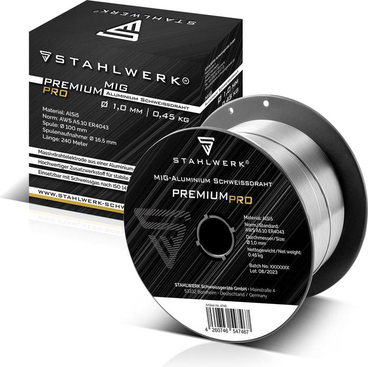 Produktbild Stahlwerk Schweissdraht MIG MAG Aluminium ER4043 AlSi5 1,0 mm 0,45 kg Drahtrolle