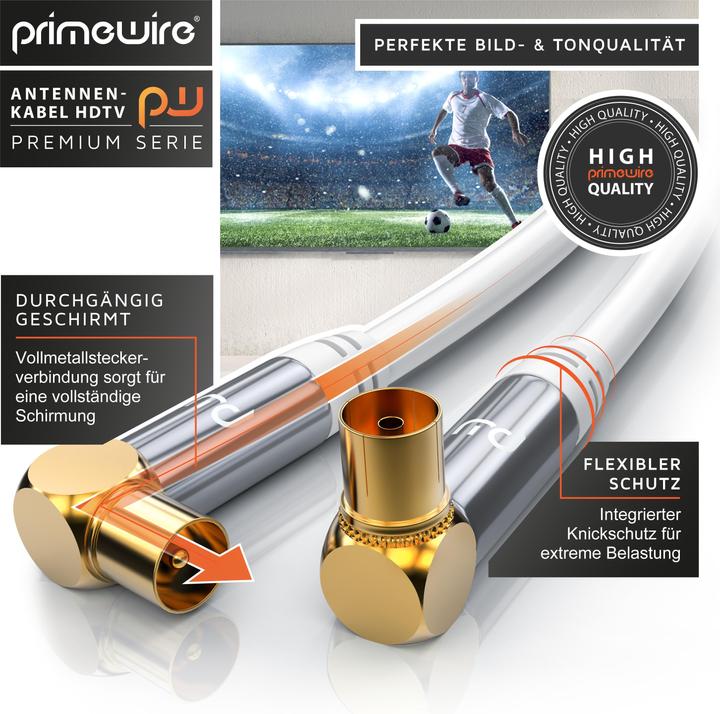 Produktbild Primewire Antennenkabel 90° gewinkelt | HDTV Premium Koaxialkabel 135dB / 75 Ohm | FullHD / 4k Ultra HD (135 dB, Antennenkabel)