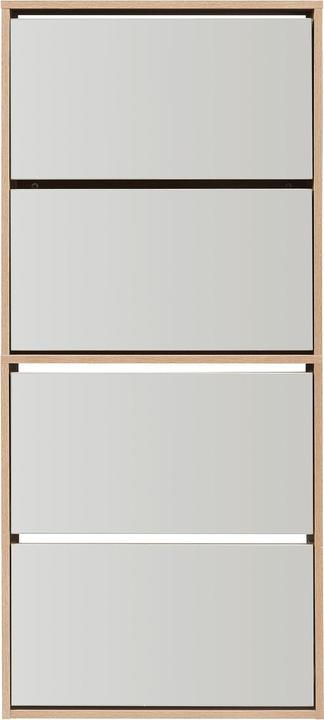 Actual product image En.Casa Schuhkipper Lund mit 4 verspiegelten Klappen Sonoma-Eichenoptik
