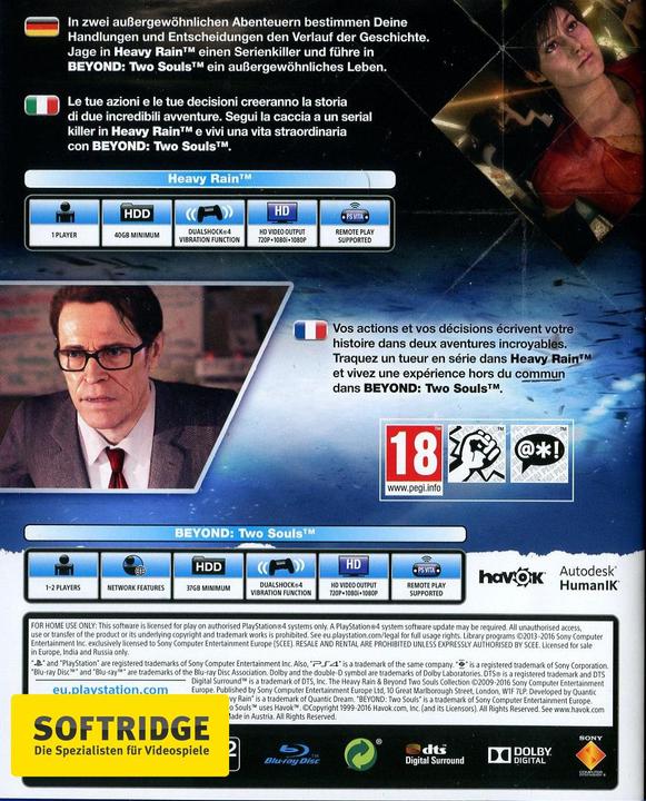 Image du produit Sony La collection Heavy Rain et Beyond:Two Souls (PS4, Multilingue)