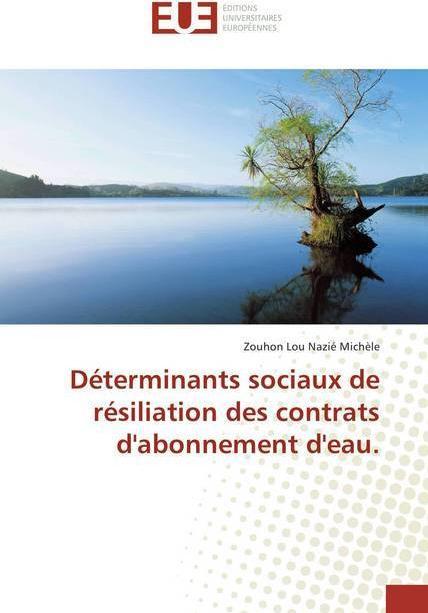 Actual product image Déterminants sociaux de résiliation des contrats d'abonnement d'eau. (Zouhon Lou Nazié Michèle, 2018)