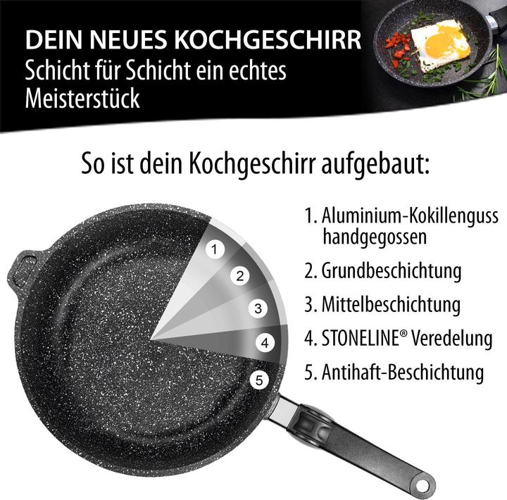 Produktbild Stoneline Made in Germany Bratpfanne, 24 cm, Kokillenguss, mit abnehmbarem Griff (Bratpfanne, Aluminium)
