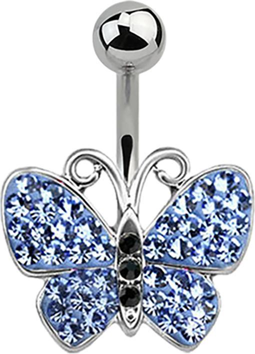 Star Piercing Banane silber Schmetterling hellblau (ohne Messing, Chirurgenstahl 316L)