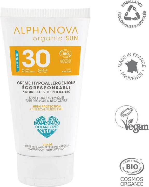 Produktbild Alphanova SUN Creme Bio hypoallergen SPF30+ ohne Parfum Creme (Sonnencreme, SPF 30, 50 ml, 500 g)