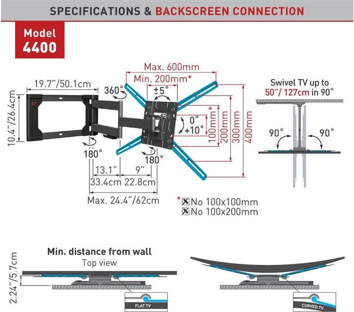 Produktbild Barkan WH 4400-SW (Wand, 80", 50 kg)