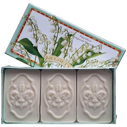 Actual product image Saponificio Artigianale Fiorentino Lily Of The Valley Gift Soap Set 3x4.40oz Bars (Soap lotion, 4.40 ml)