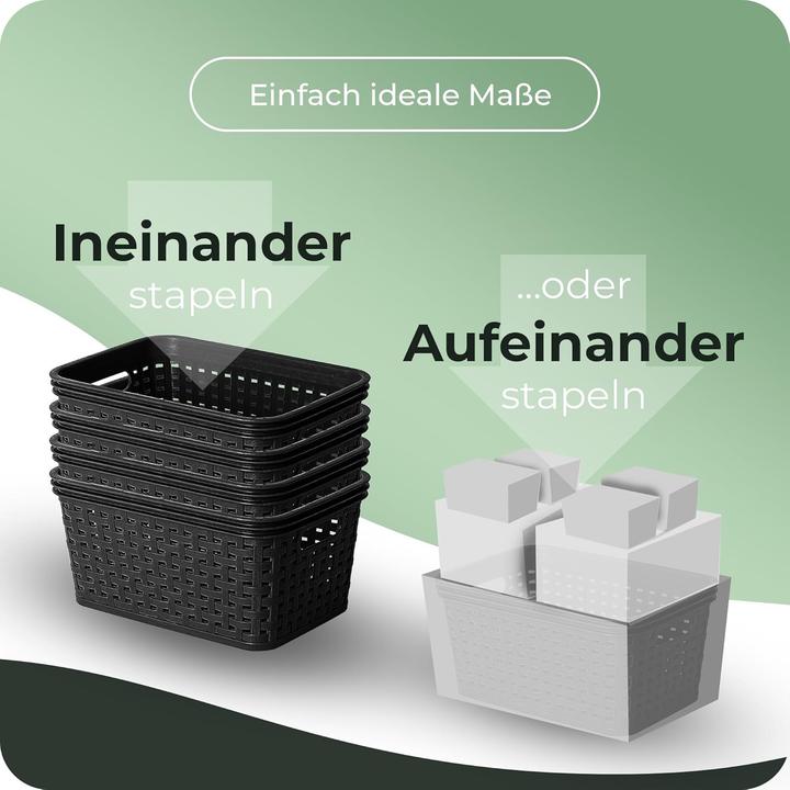 Produktbild Novaliv Aufbewahrungsbox mit Deckel Mini 1L Korb Schwarz in Rattan Design Lebensmittelecht Aufbewahr (1 l)