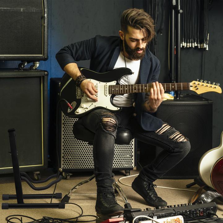 Image du produit Relaxdays Support guitare, pliable (Guitare, Guitare électrique, Basse électrique)