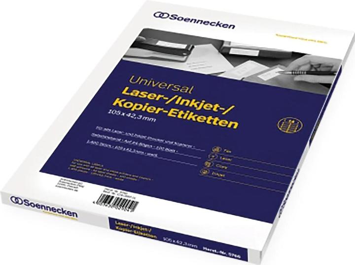 Produktbild Soennecken Etikett 5766 105x42,3mm weiss 1.400 St./Pack.