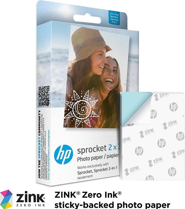 Actual product image HP Sprocket Fotopapier Zink (290 g/m², Photo (5x7.6cm), 20 x)