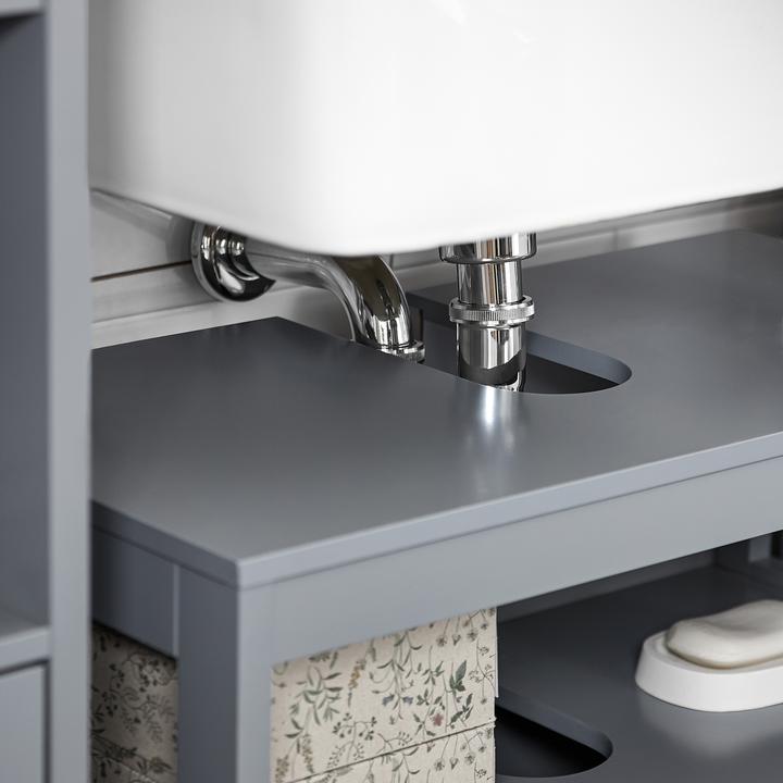 Produktbild SoBuy Waschbeckenunterschrank stahlgrau (60 x 30 x 61 cm)